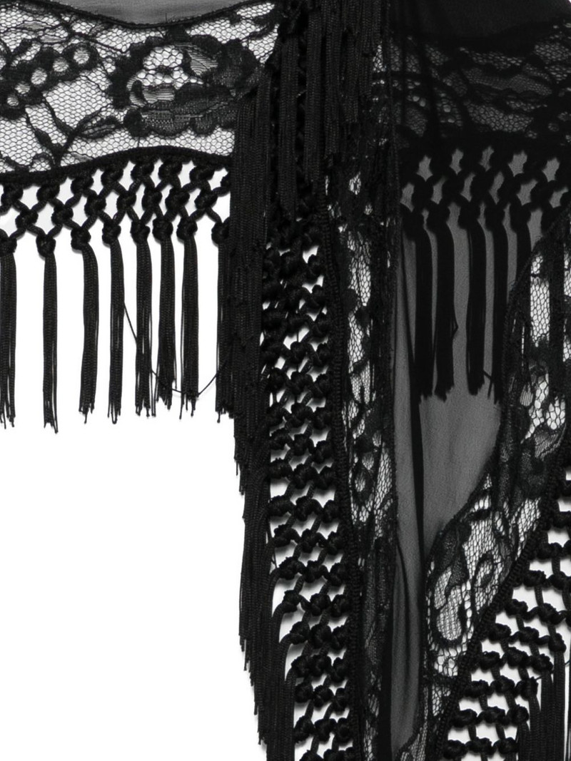 Blumarine lace-trimmed fringe scarf outlook
