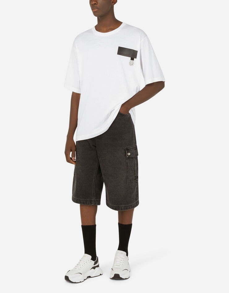 Washed black cargo shorts - 7