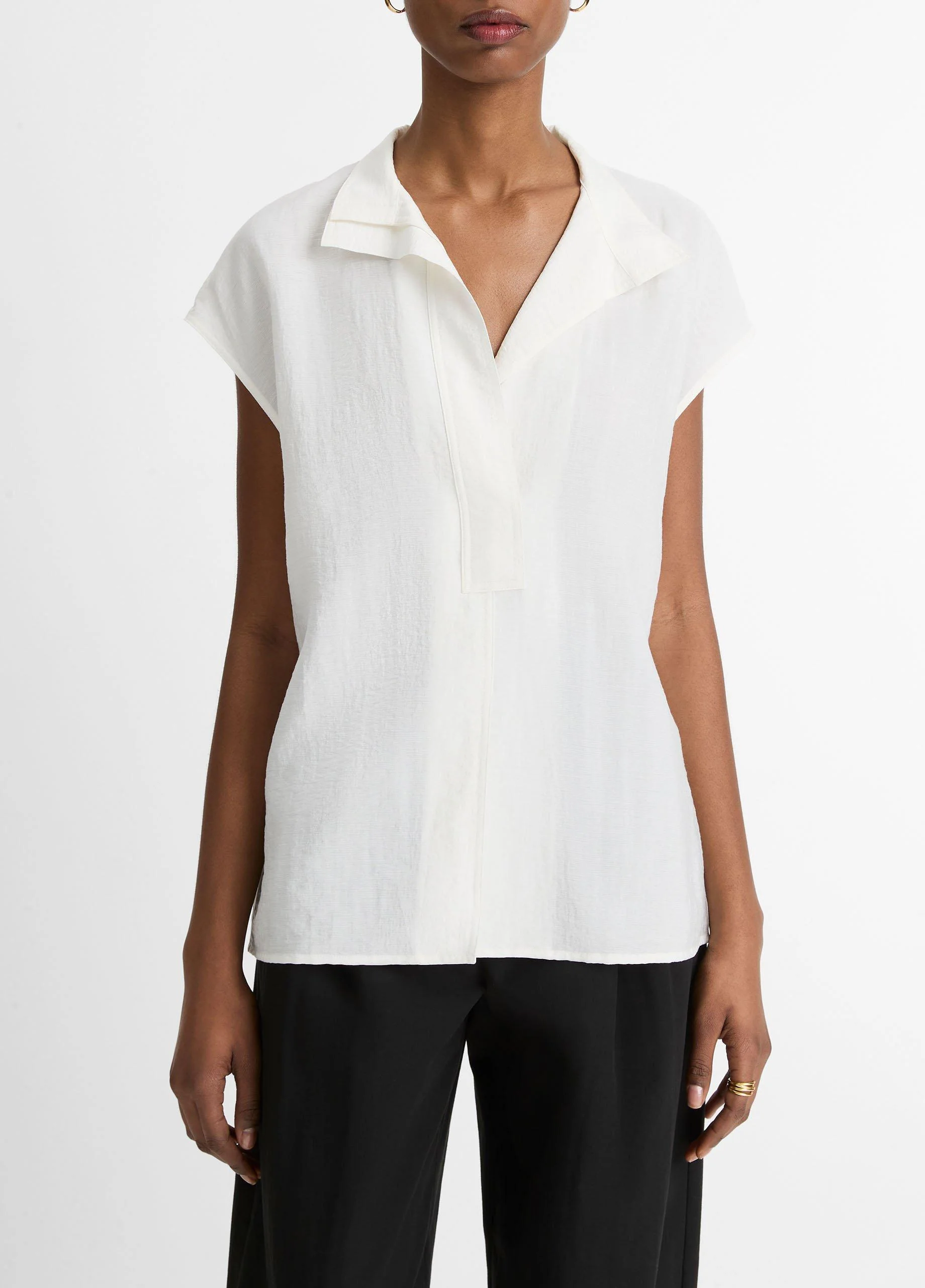 Voile Cap-Sleeve Blouse - 1