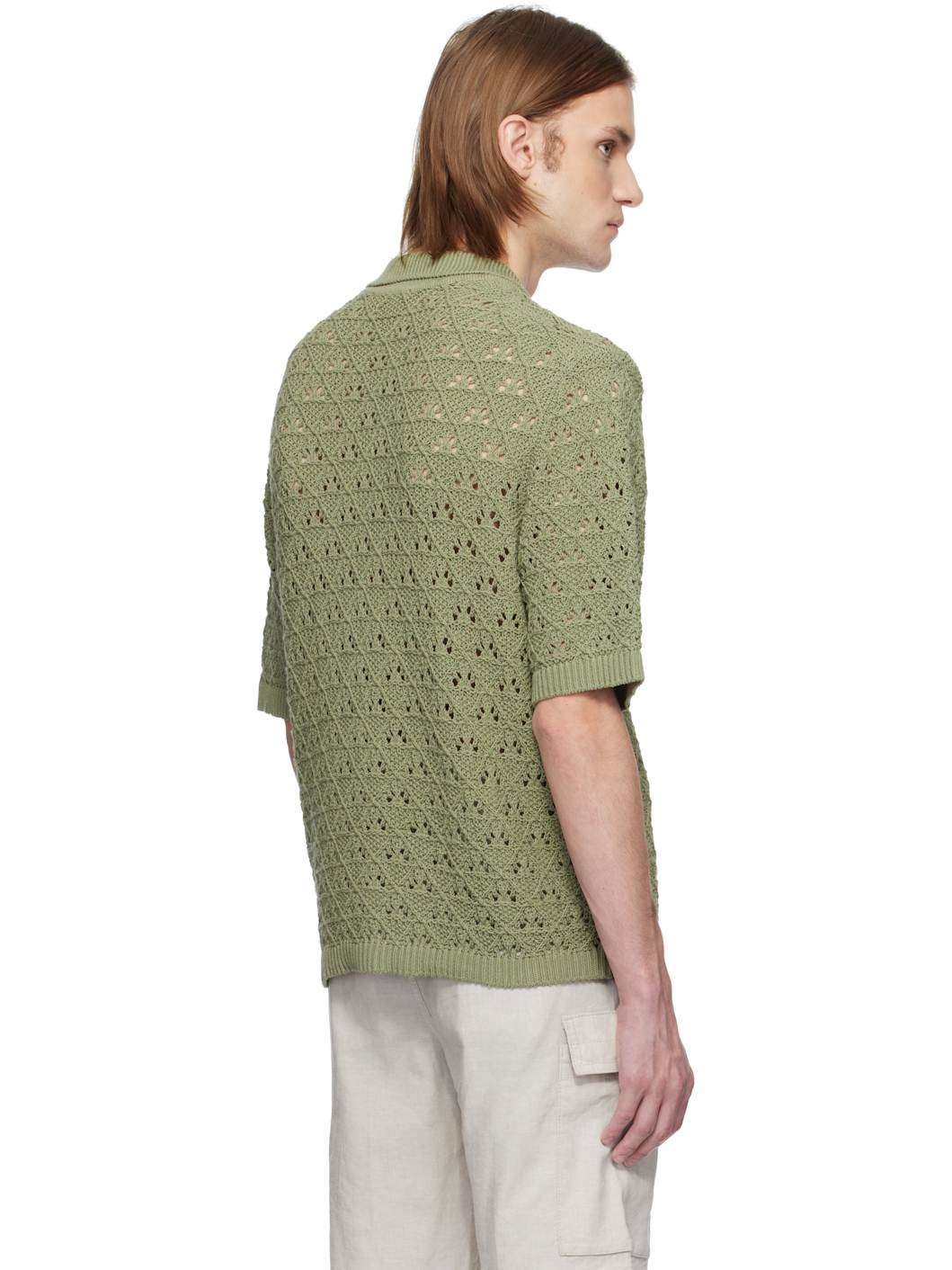 Green Knitted Cotton Polo - 3