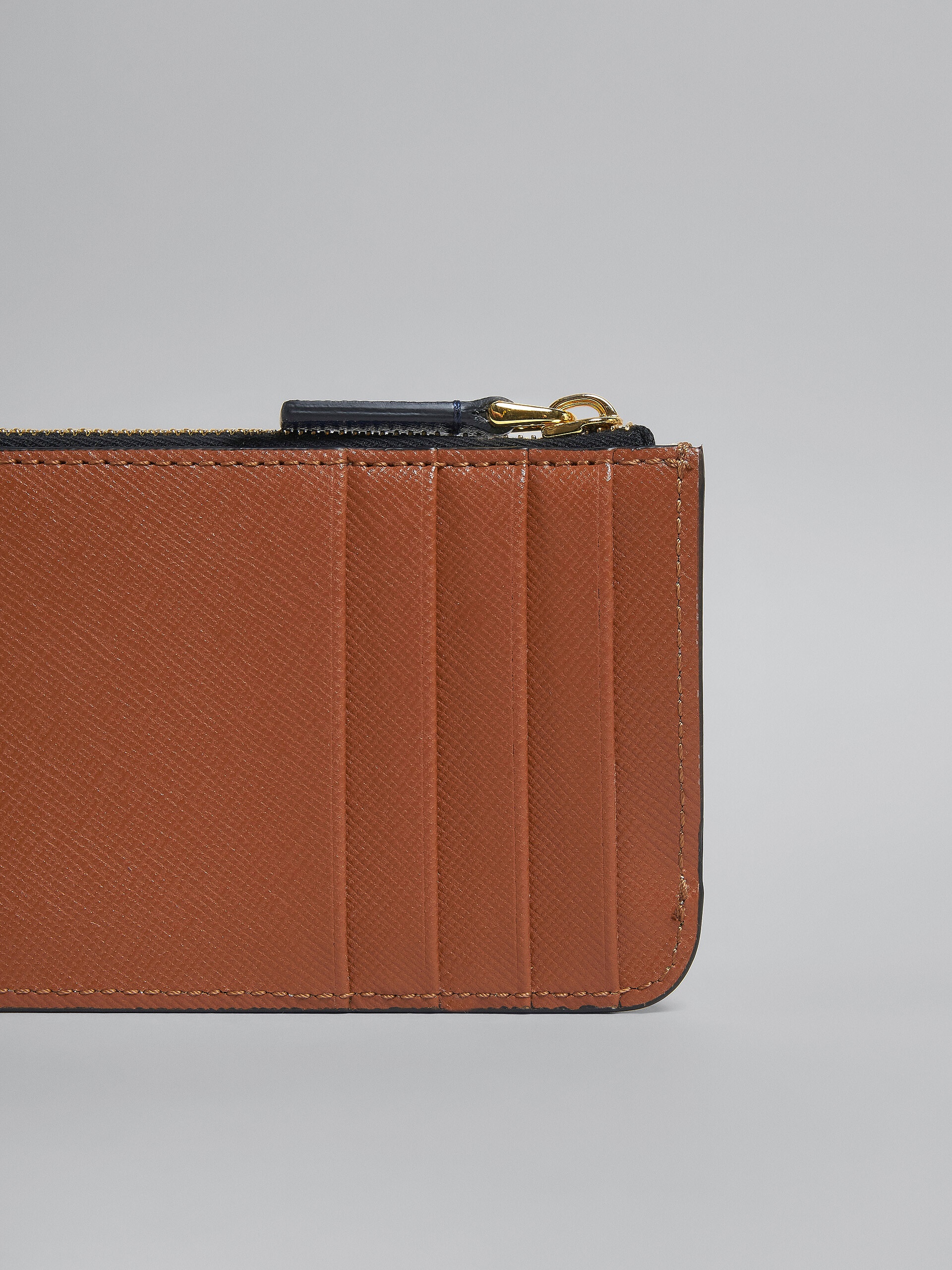 BLUE WHITE AND BROWN SAFFIANO LEATHER CARD CASE - 4