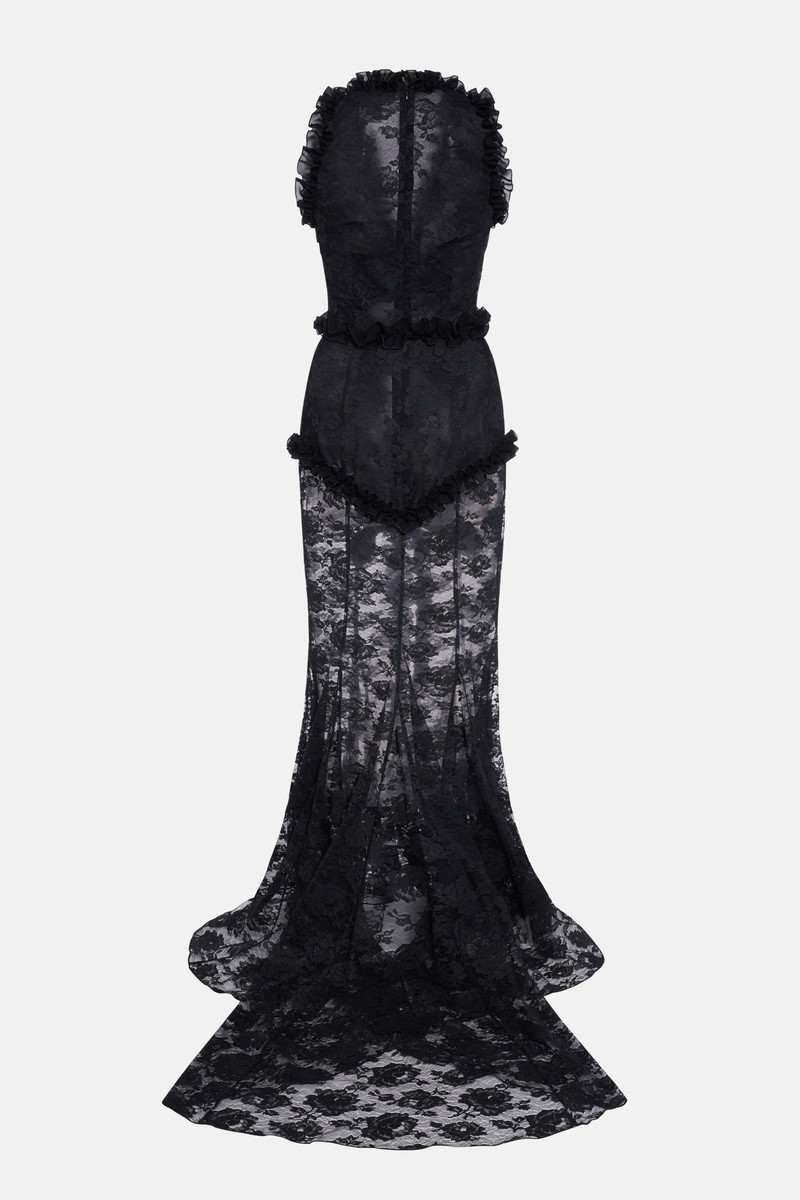 LACE EVENING DRESS WITH VELVET BOWS 2