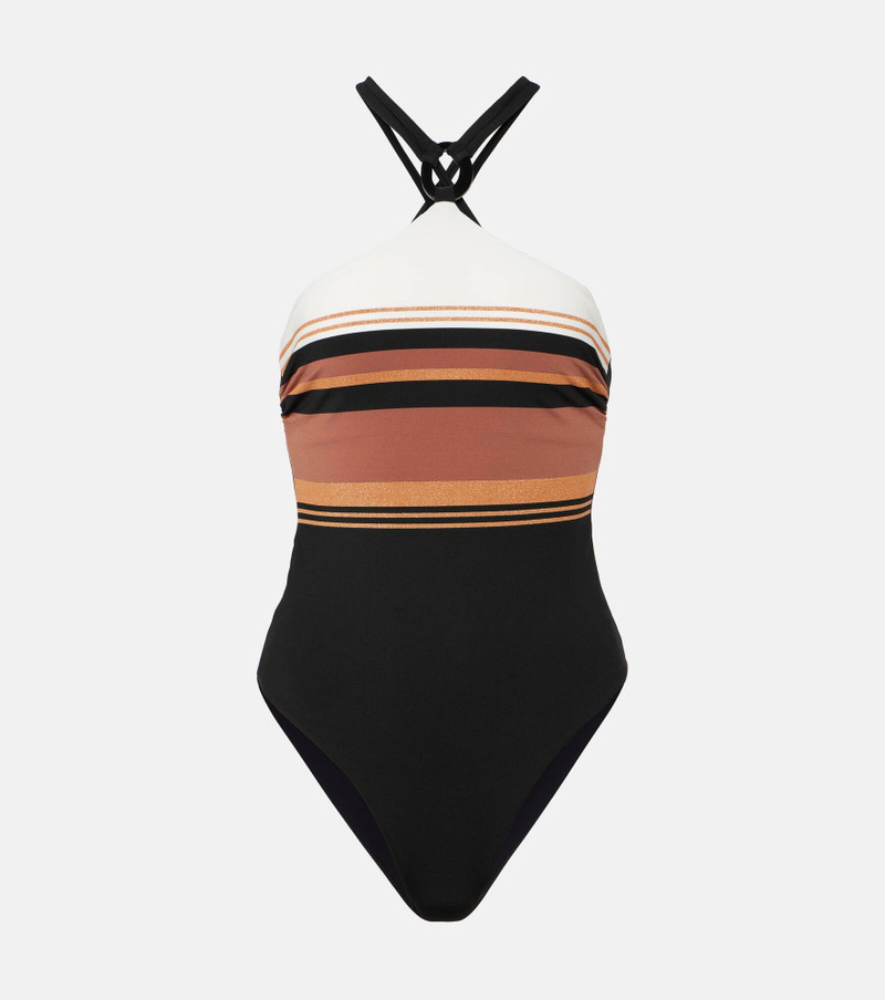 Striped racerback swimsuit - 1