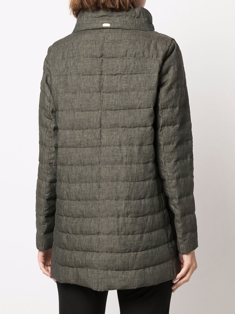 zip-up linen padded coat - 4