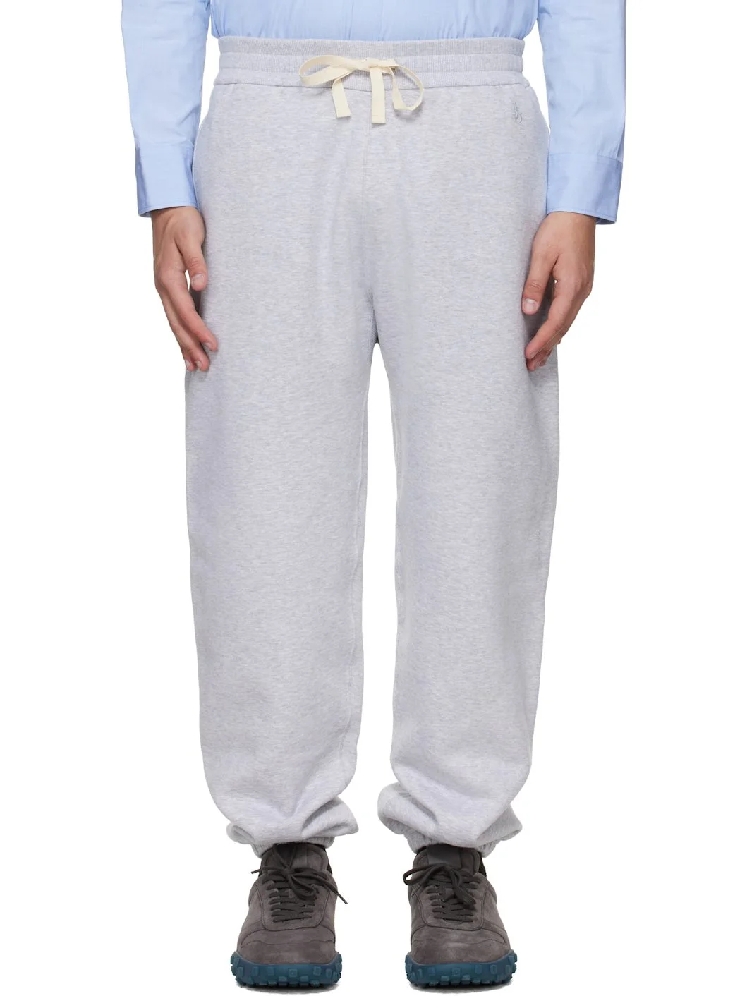 Gray Embroidered Logo Fleece Sweatpants - 1