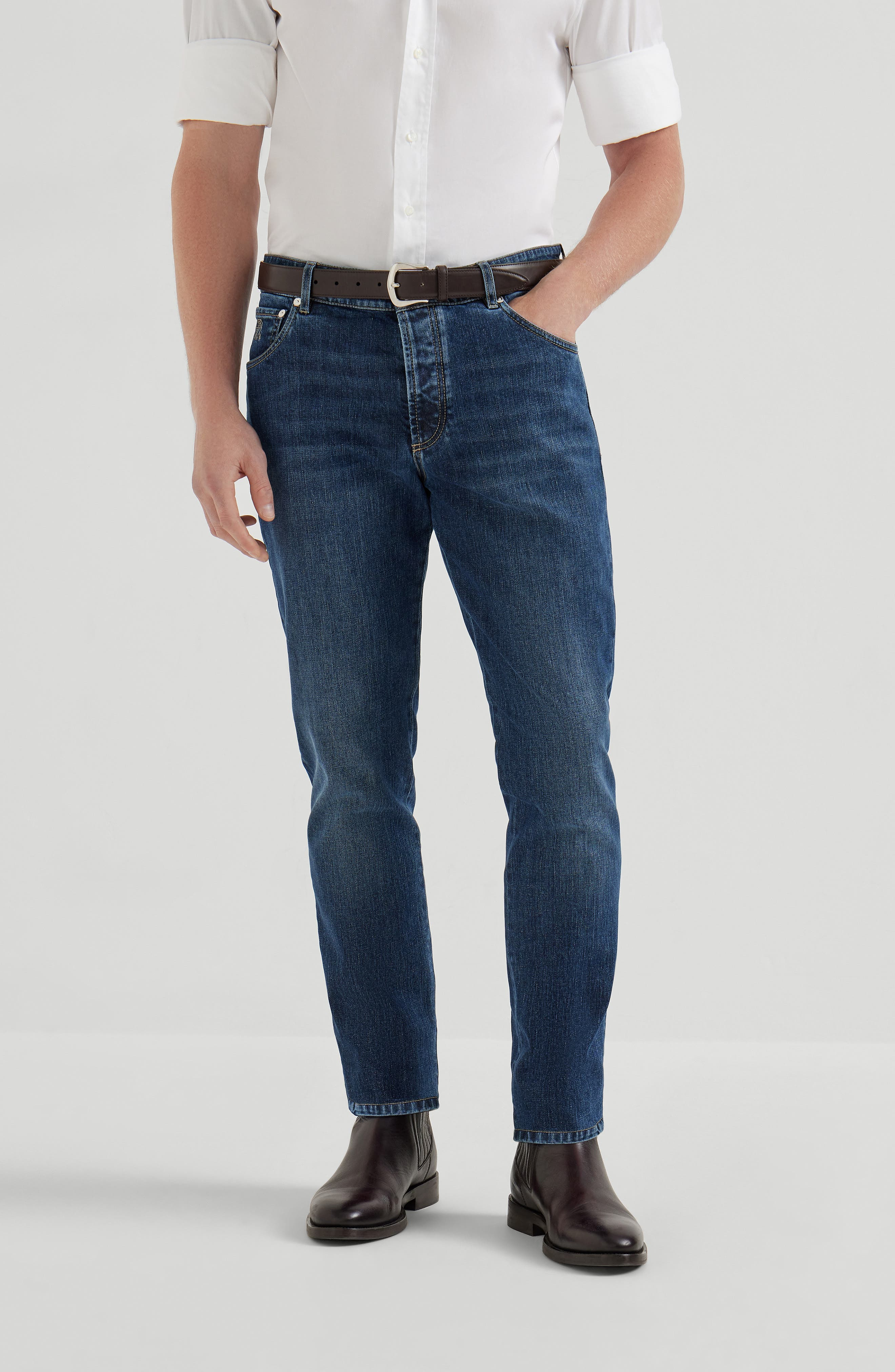 Brunello Cucinelli Slim fit five-pocket trousers in Dark Denim at Nordstrom - 2