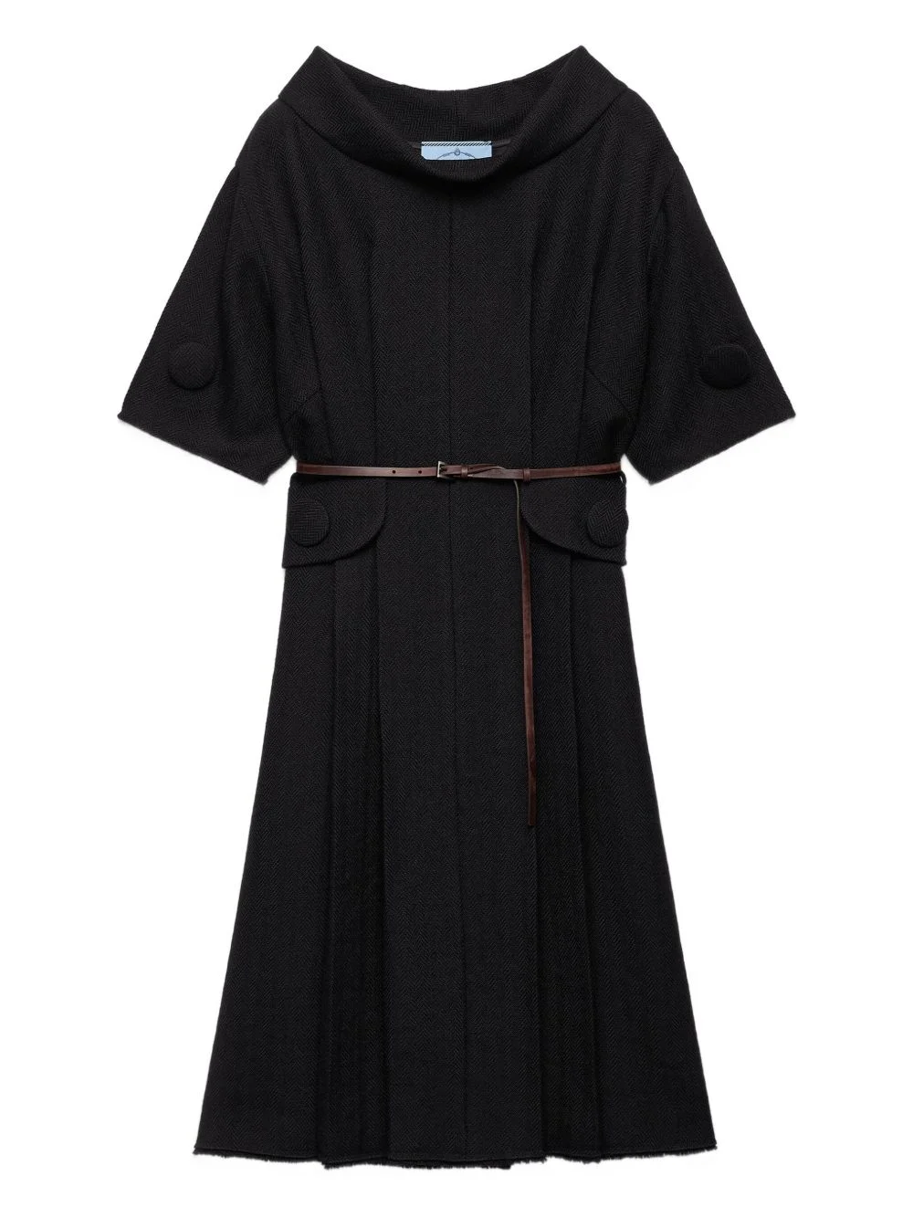 short-sleeve wool mini dress - 1