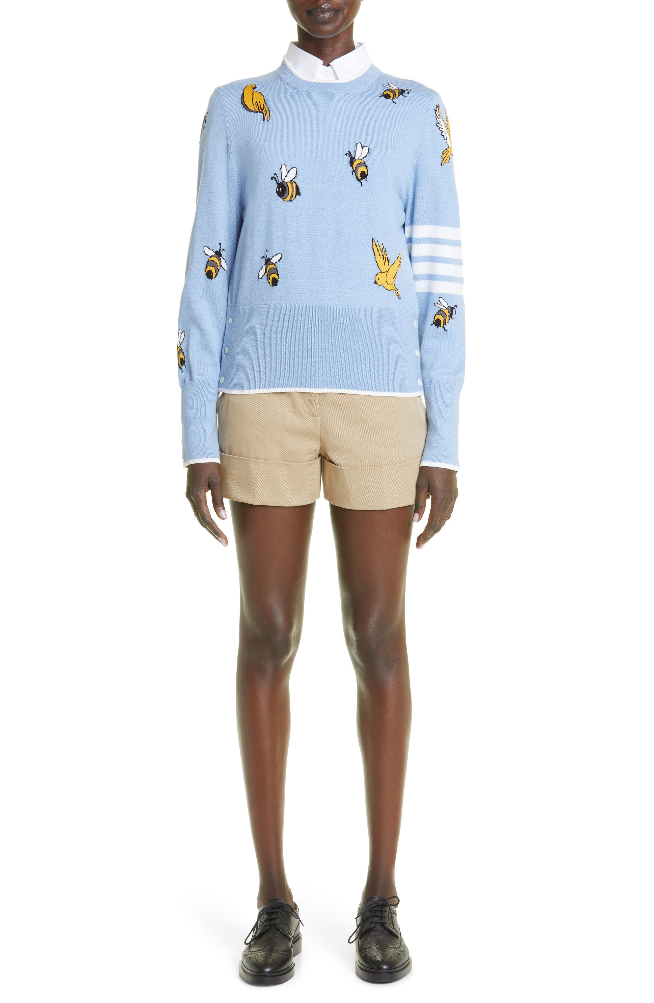 Thom Browne Piece Dyed Cotton Gabardine Sack Shorts in Khaki at Nordstrom - 2