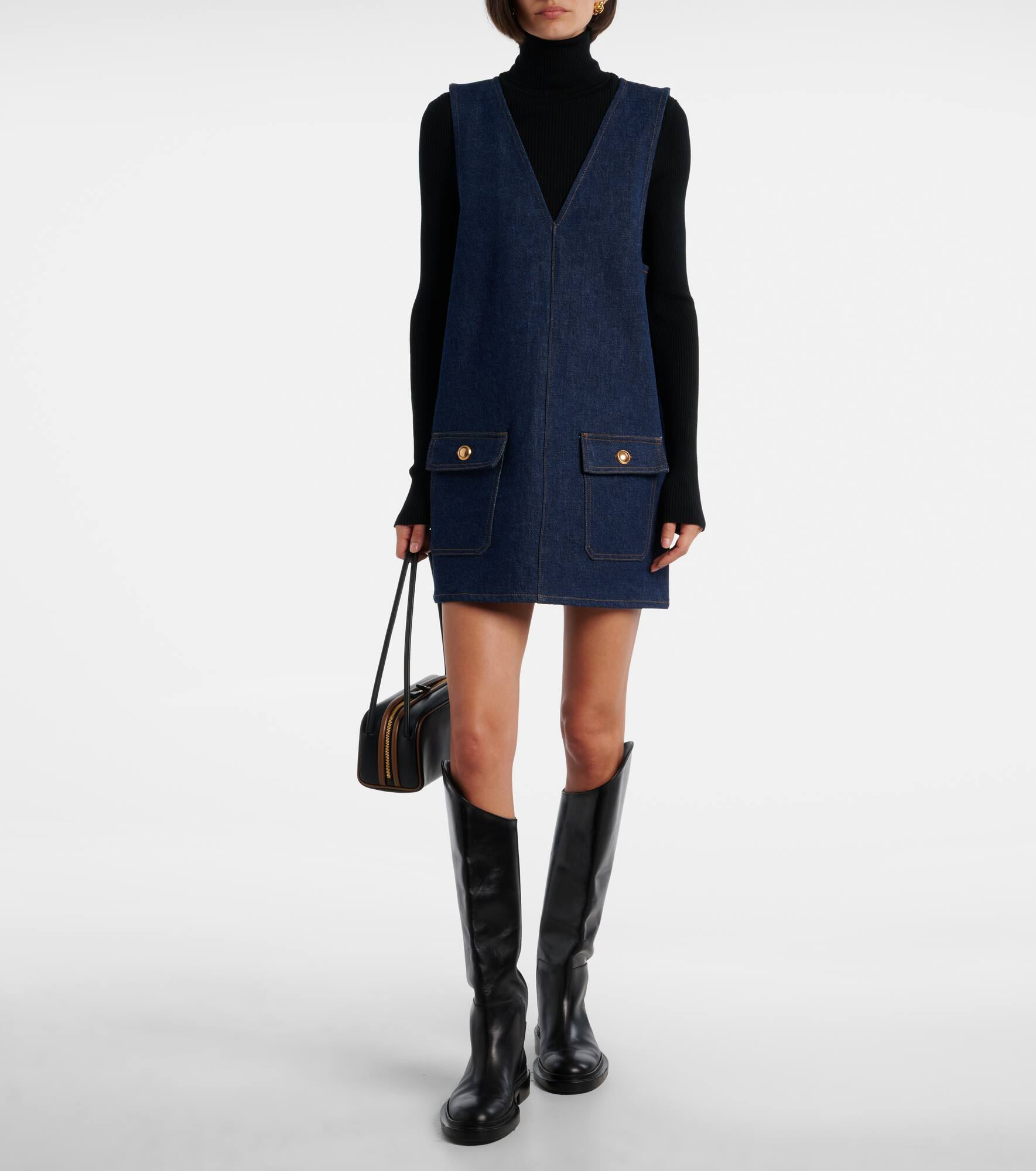 Pinafore cotton denim minidress - 2