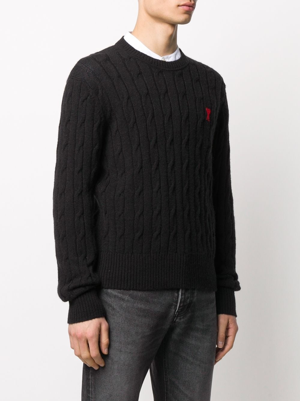 cable stitch crewneck jumper - 3