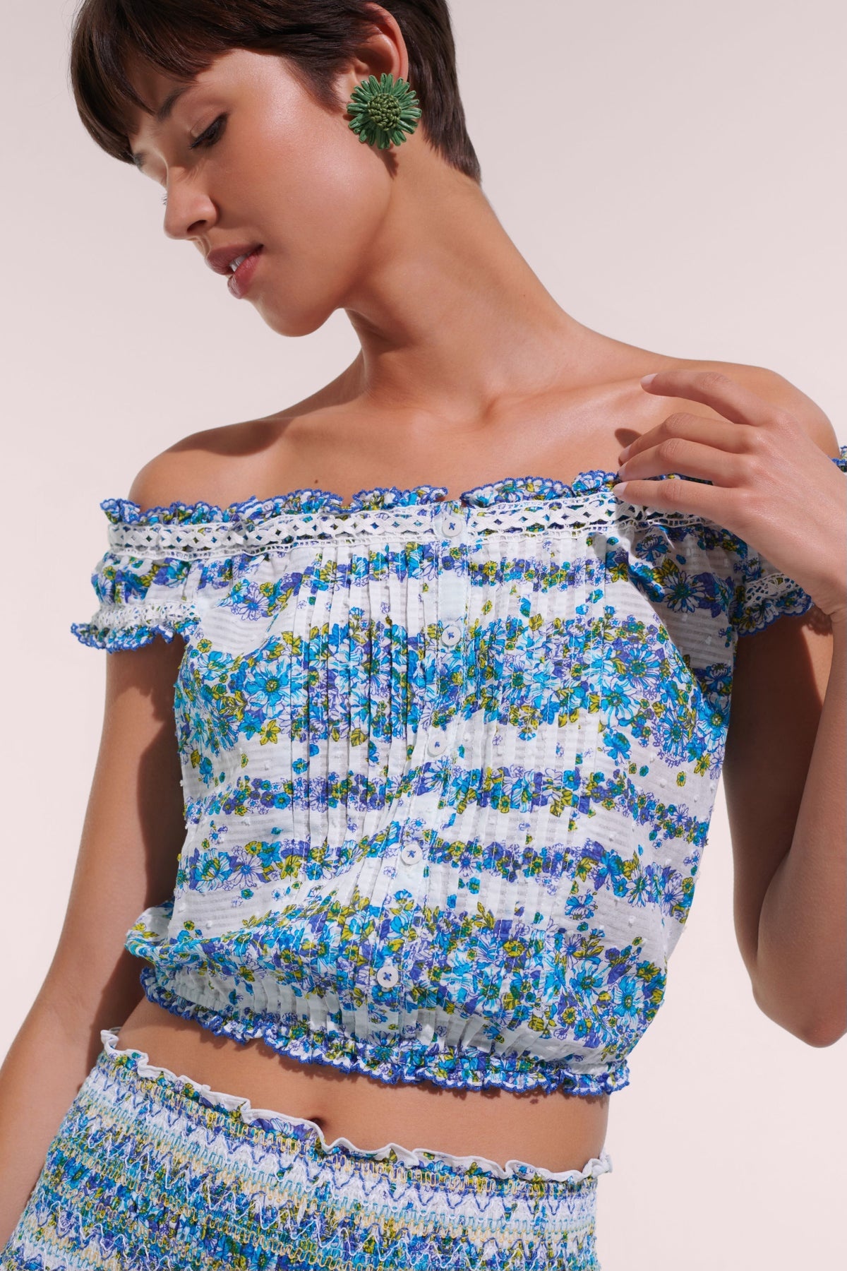 Top Alba - Blue Waves Flowers - 1