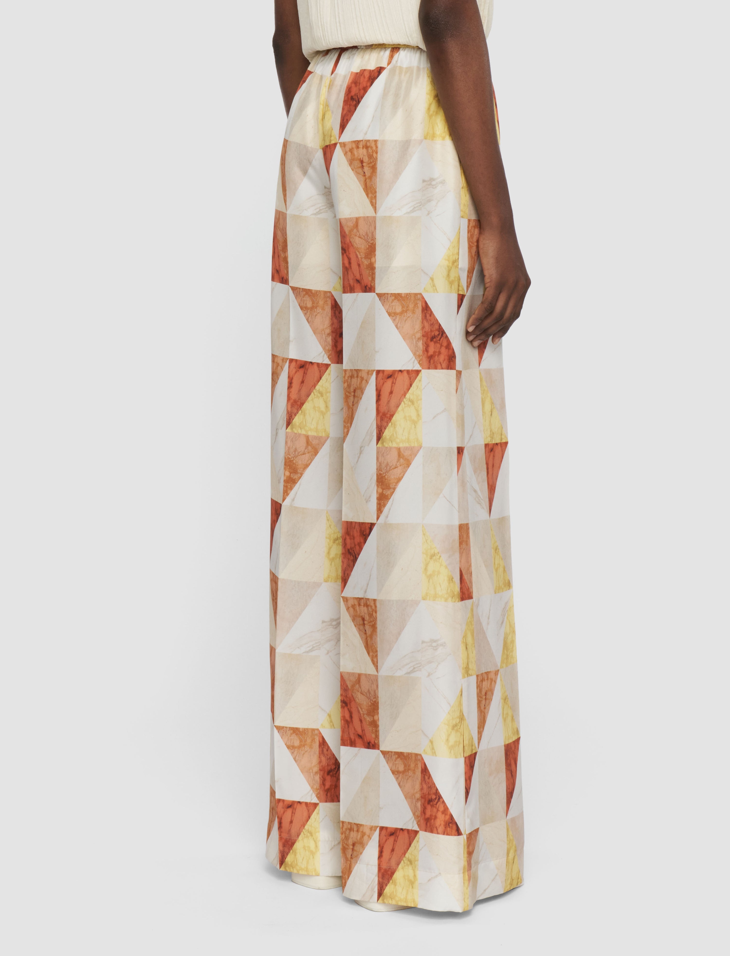 Thoresby Marble Print Silk Trousers - 3