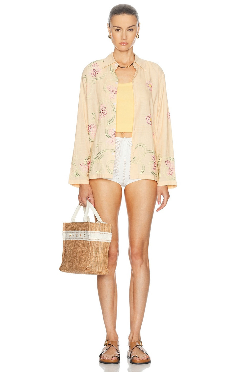 HARAGO Floral Embroidered Shirt outlook