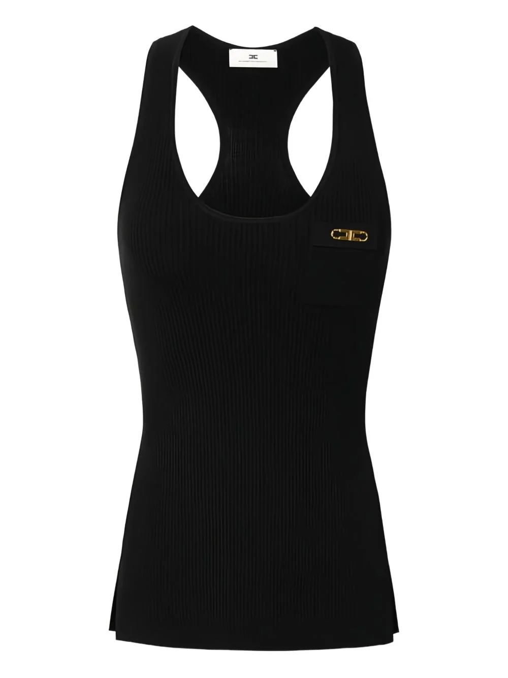 ribbed breast pocket top - 1