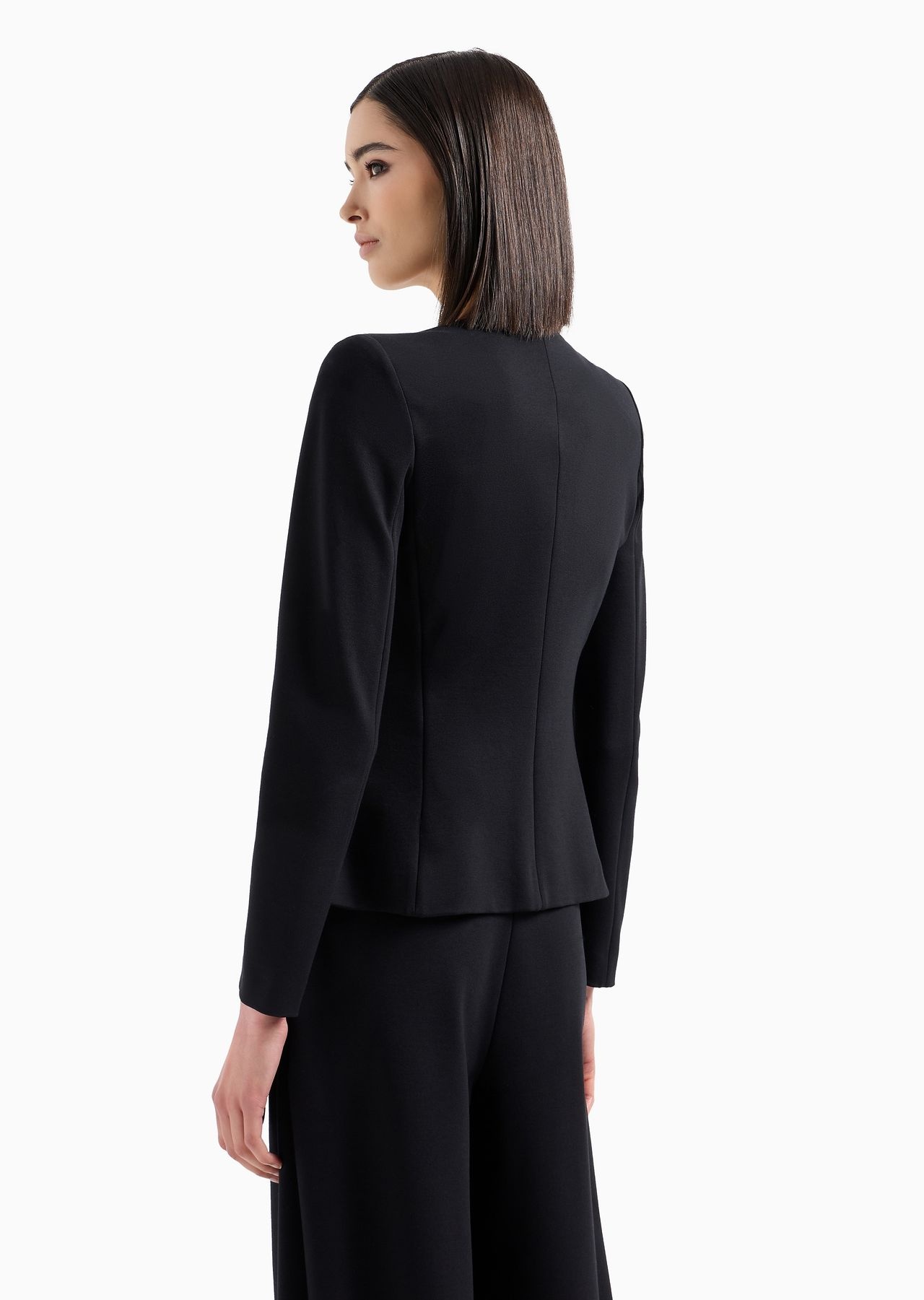 V-neck jacket in stretch Milano-stitch fabric with a cordonnet patch - 3