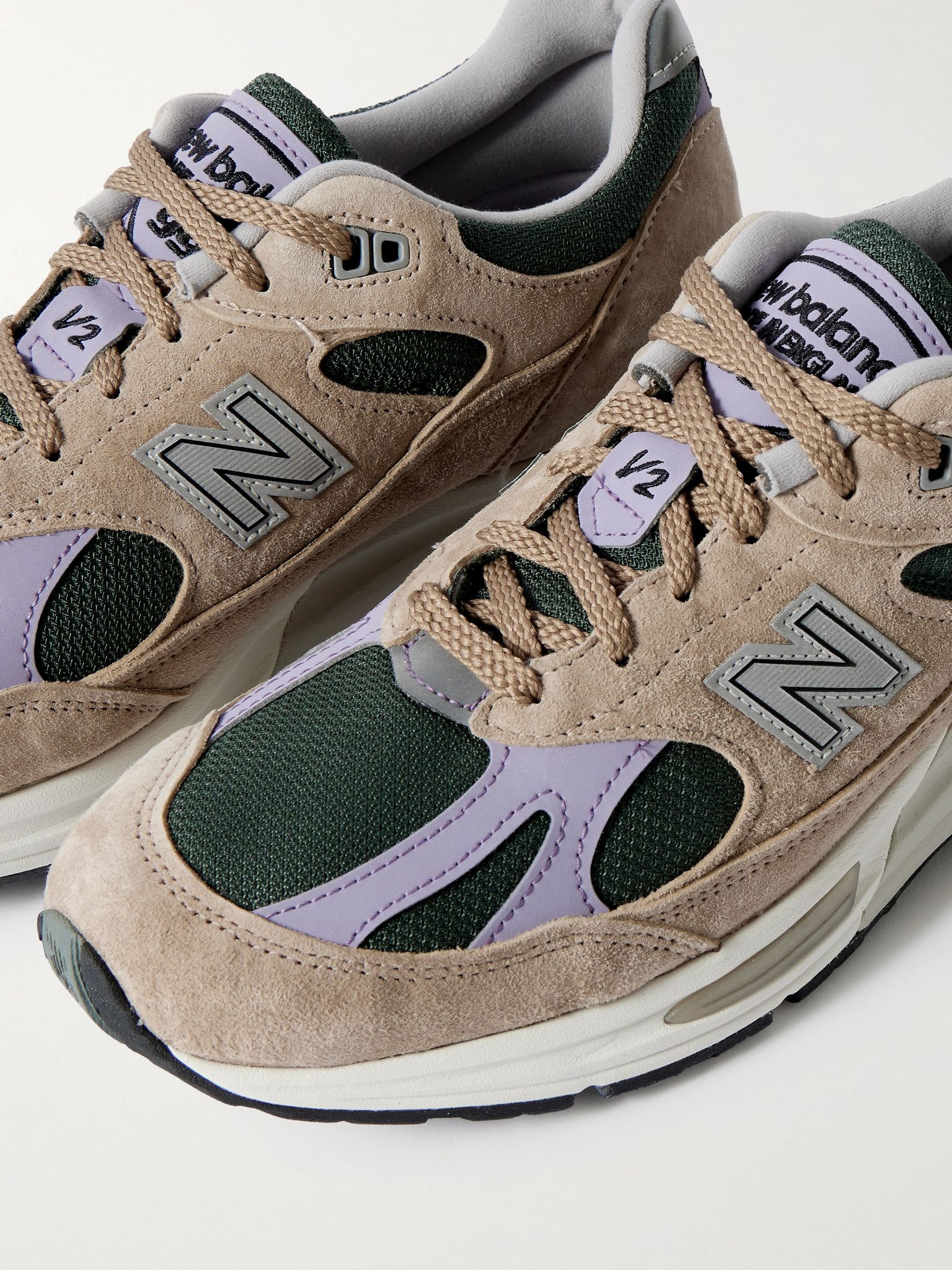 991v2 Suede, Leather and Mesh Sneakers Beige - 5