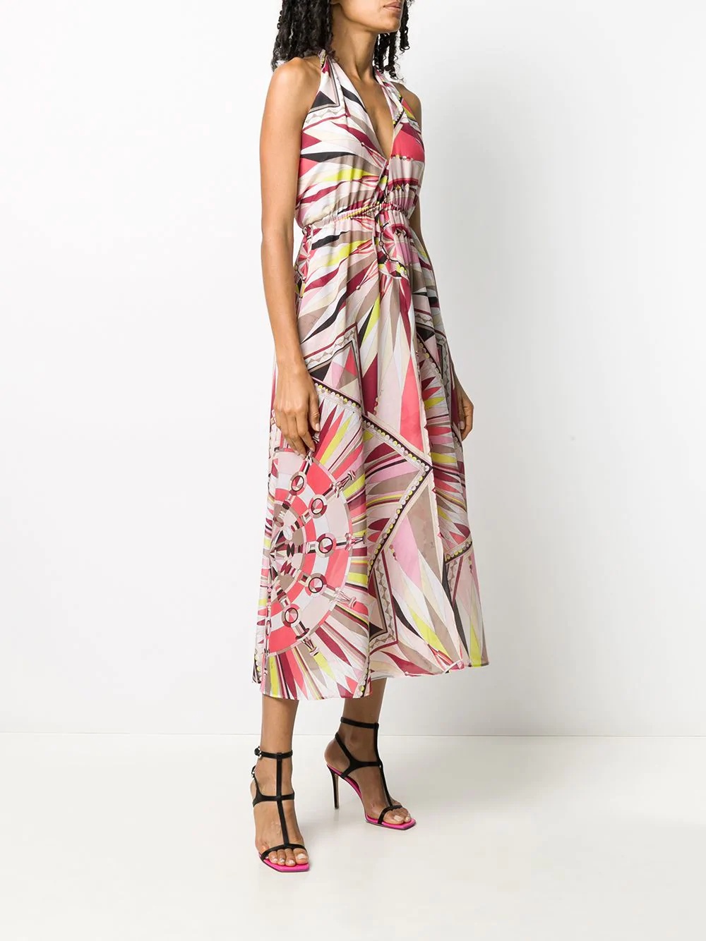 geometric print halter dress - 3