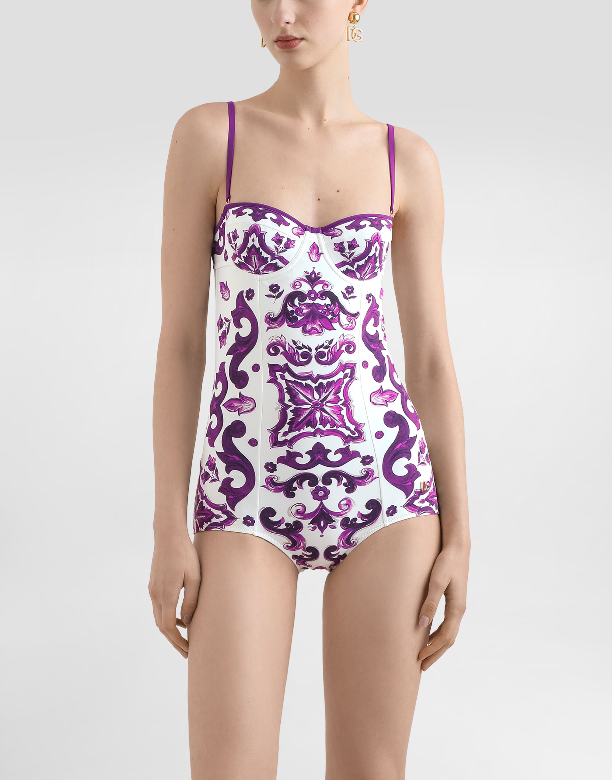 Majolica-print one-piece swimsuit - 2