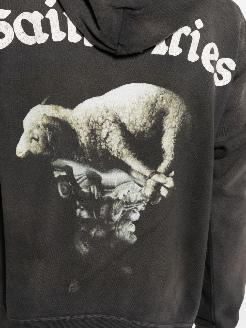 logo-print cotton hoodie - 5