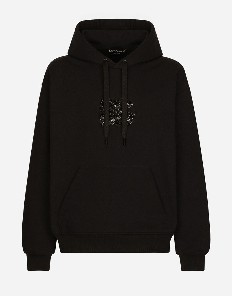 Hoodie with rhinestone-detailed DG patch 1