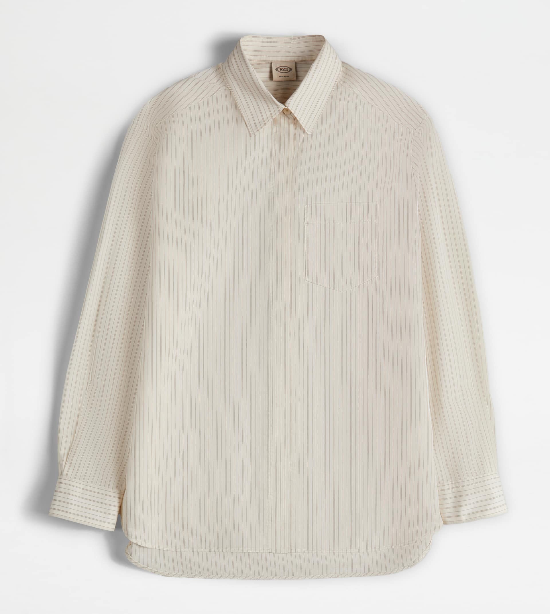 SHIRT IN COTTON AND SILK - BLUE, WHITE - 1
