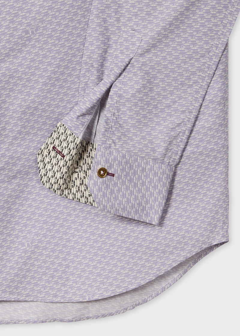 Paul Smith Tailored-Fit Lilac 'Cars and Camels' Shirt outlook