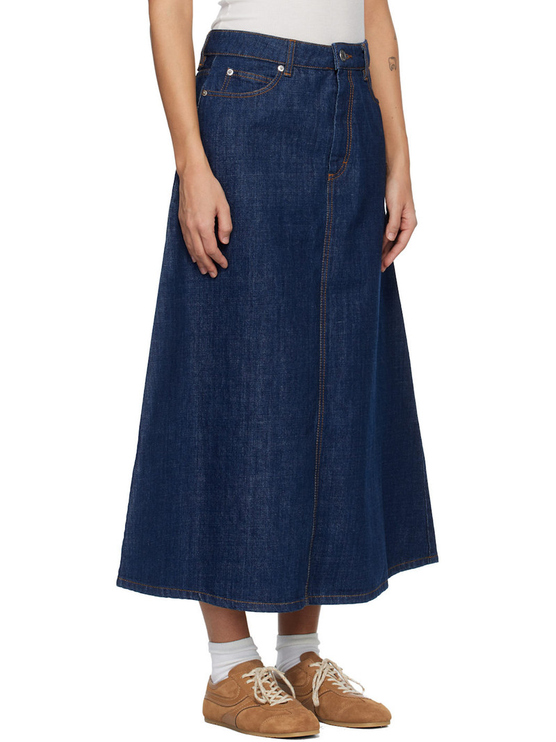 Blue Cotton Denim Maxi Skirt 2