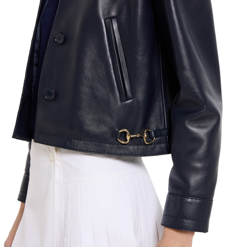 Shiny leather jacket with Horsebit 3