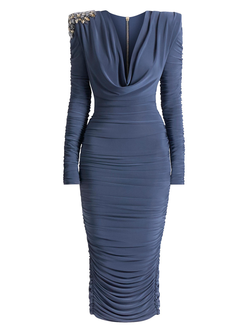 Women's Lustris Crystal-Embellished Jersey Body-Con Midi-Dress - Grey 1