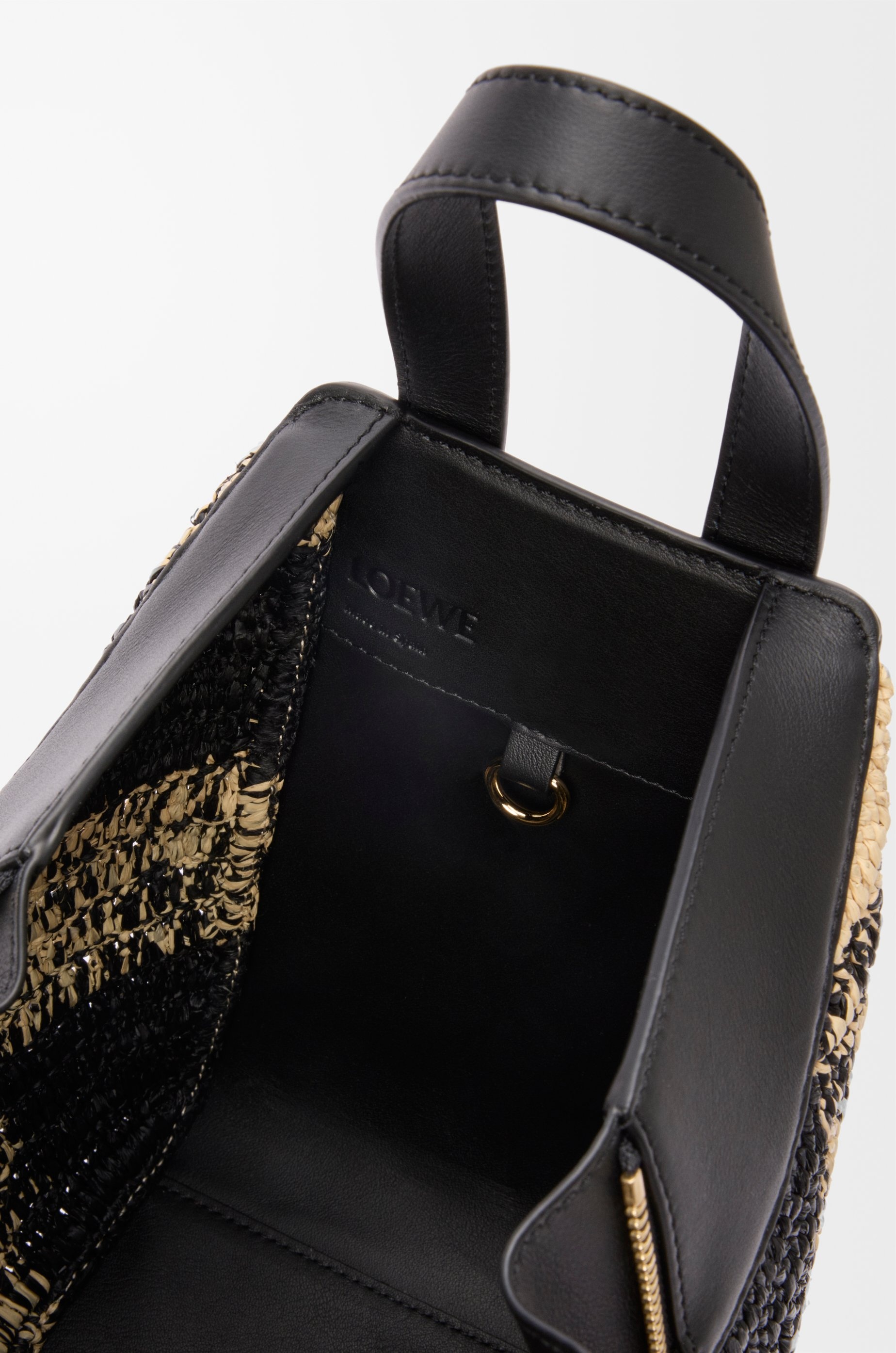 Compact Hammock bag in raffia and calfskin - 8