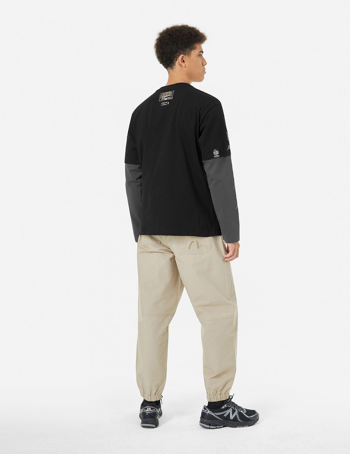 2-in-1 3D Logo Embroidery Loose Fit Long Sleeve T-shirt - 4