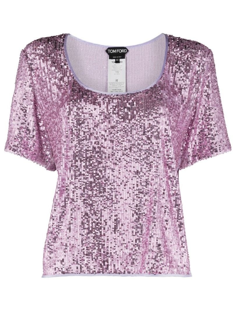 sequin short-sleeve top - 1