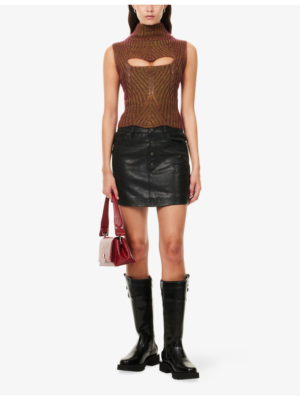 Mary Funnel-Neck Silk-Blend Corset Top - 2