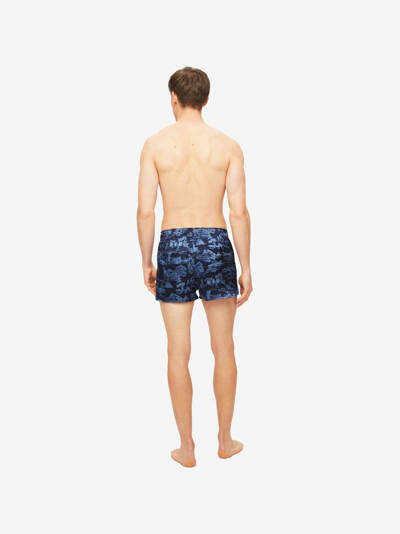 Men's Modern Fit Boxers Brindisi 84 Silk Satin Navy 4