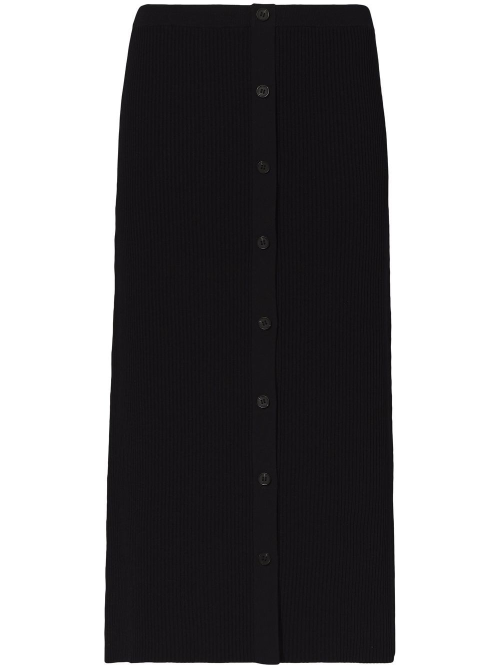 ribbed-knit button-front skirt - 1