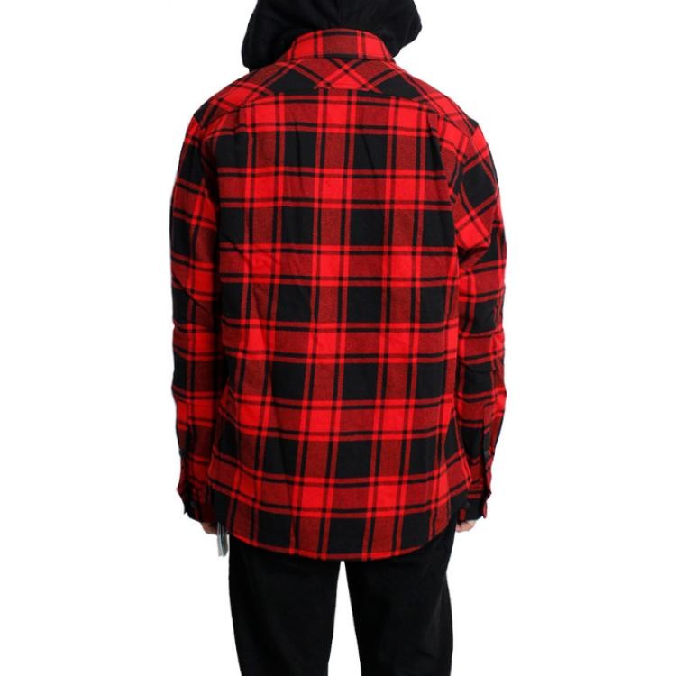 Off-White Plaid Splicing hooded Shirt Red Black Plaid 'Red Black' OMGA061E18A270012000 - 3