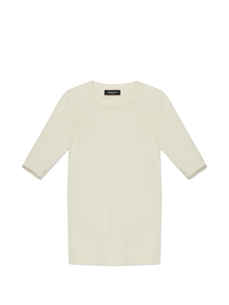 tulle-trim knitted T-shirt 1