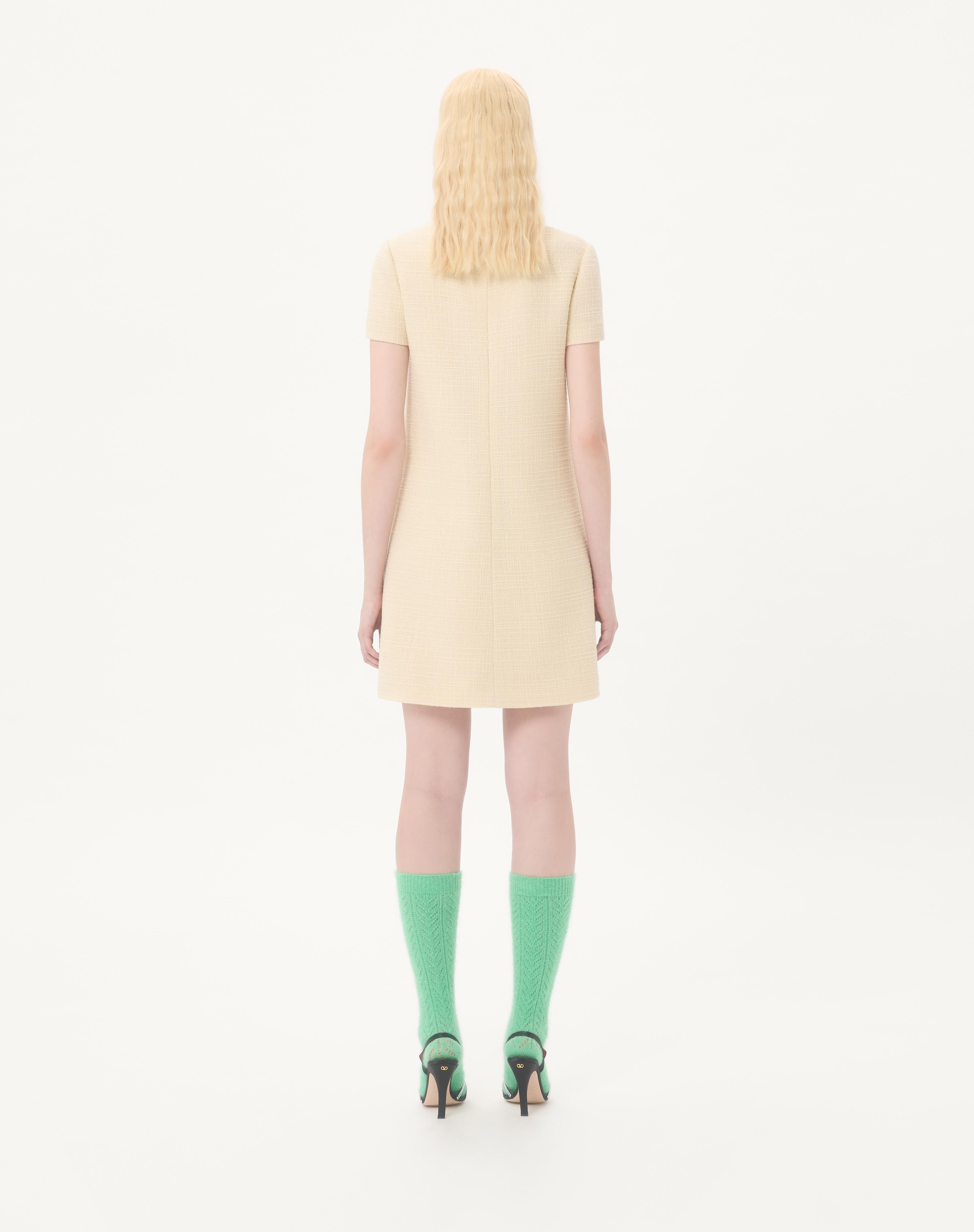 SHORT DRESS IN PLAIN WOOL TWEED - 7