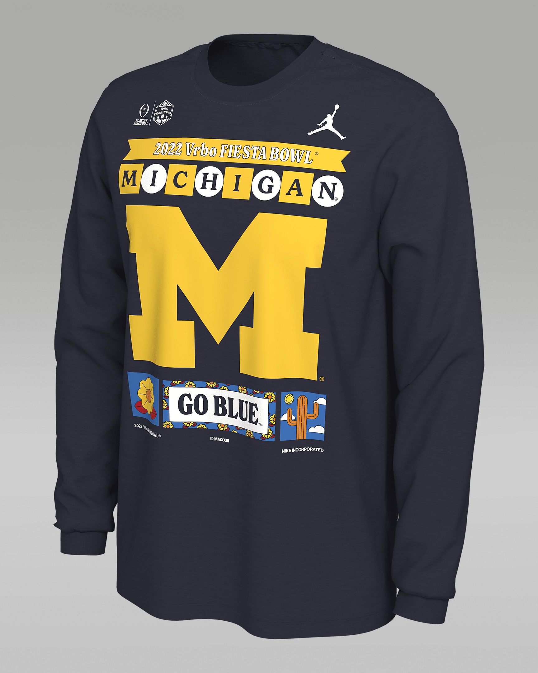 Men's Michigan Bowl Bound Playoff Jordan College Football Long-Sleeve T-Shirt - 1