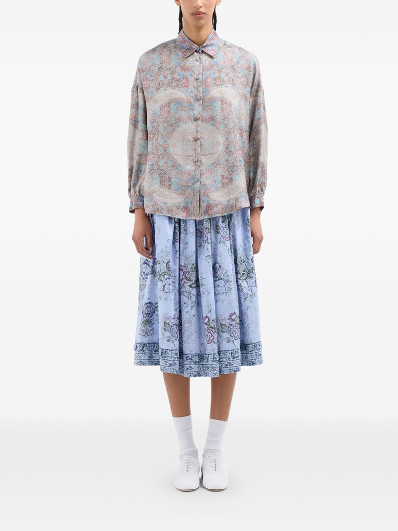 Aloe mosaic-pattern button-up silk shirt 3