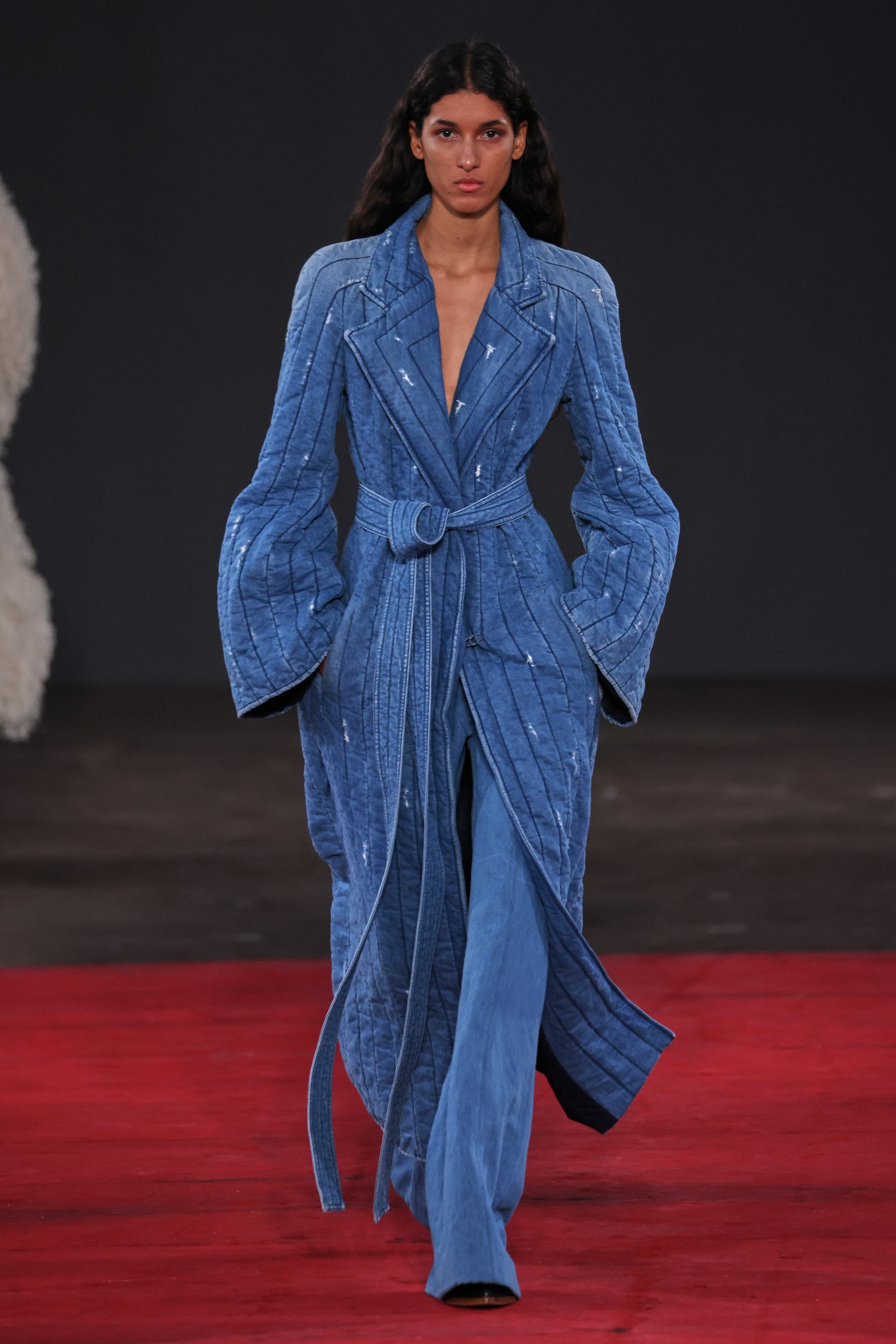 Dalloway Coat in Light Blue Denim Recycled Cotton Linen - 2