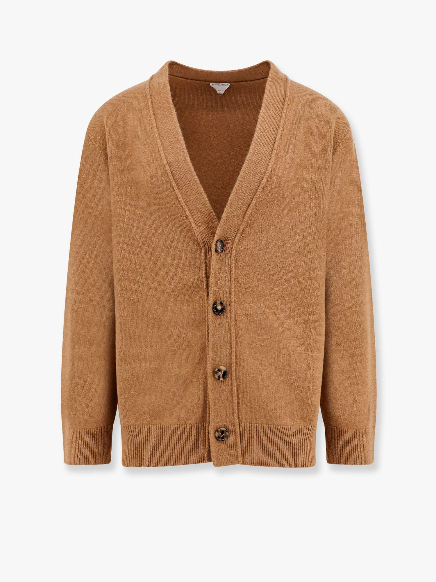 Bottega Veneta Cashmere Cardigan With Intrecciato Iconic Motif Leather  Details - 1