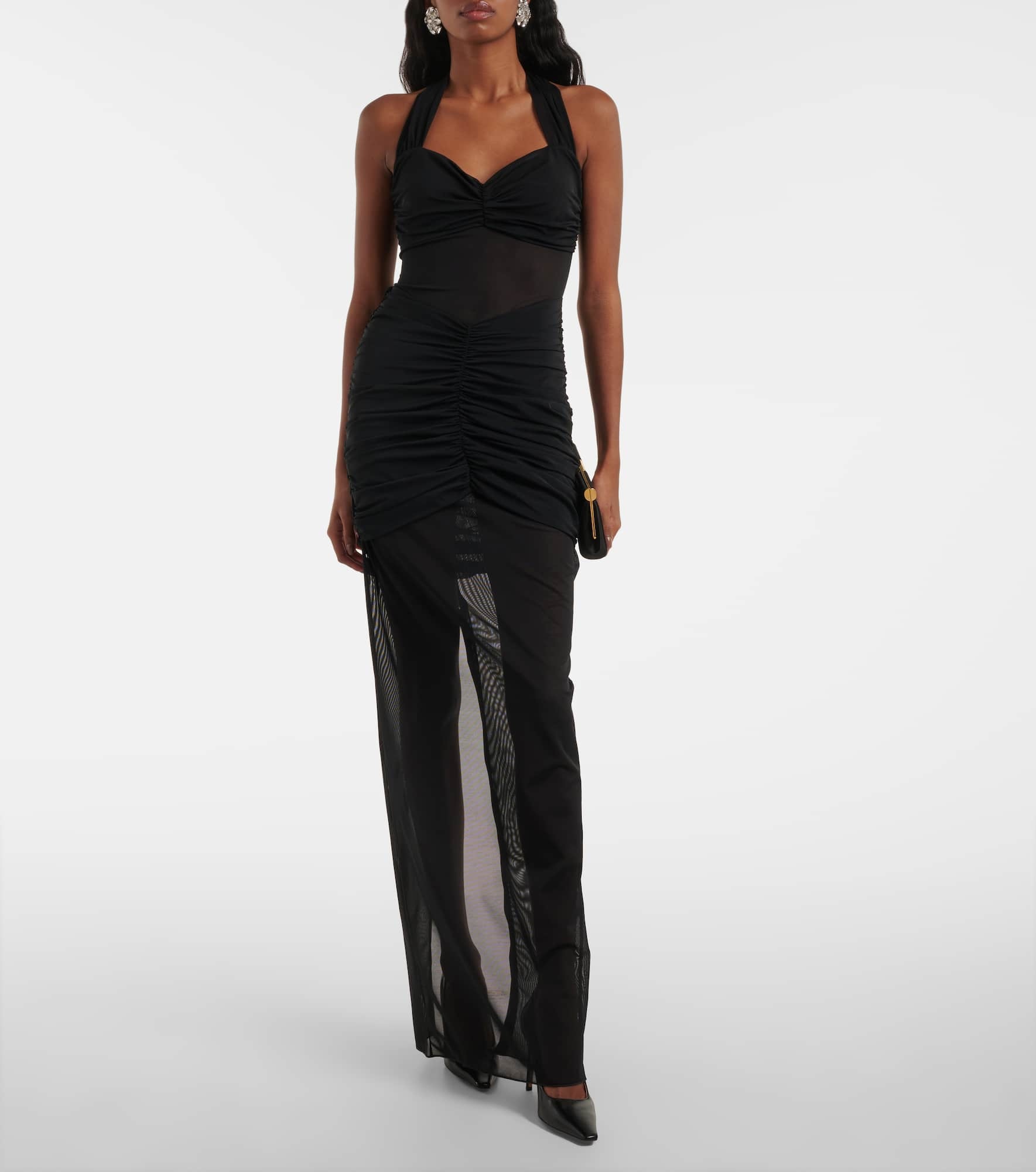 Ruched sheer mesh maxi dress - 2