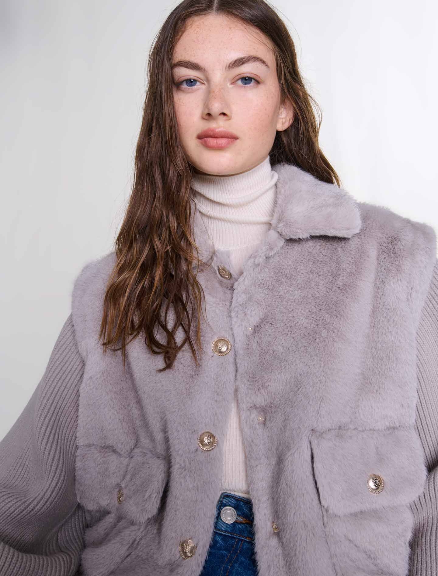 Dual-material faux fur jacket - 7