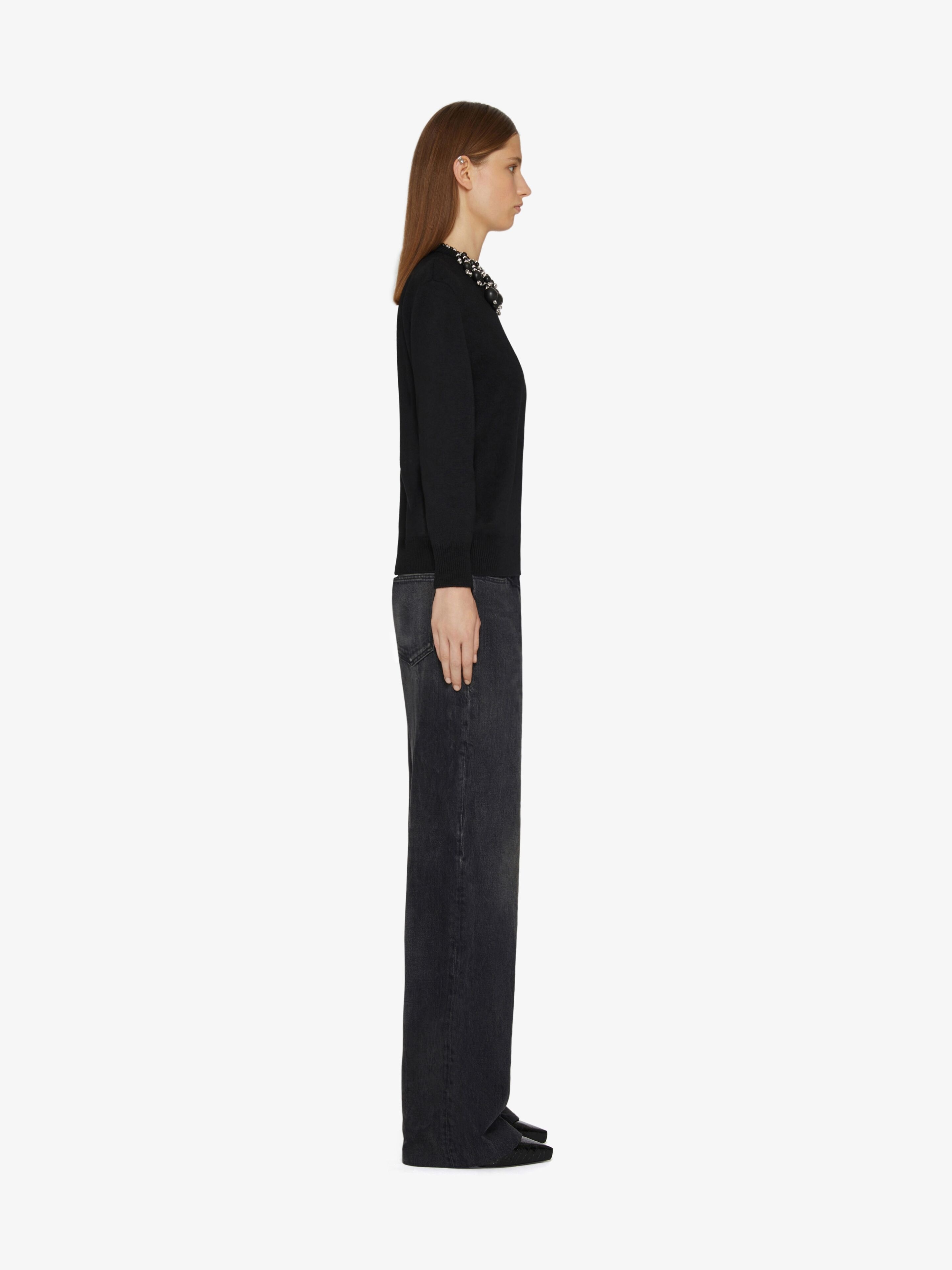 SWEATER IN WOOL AND CASHMERE WITH PEARL EMBROIDERY - 3