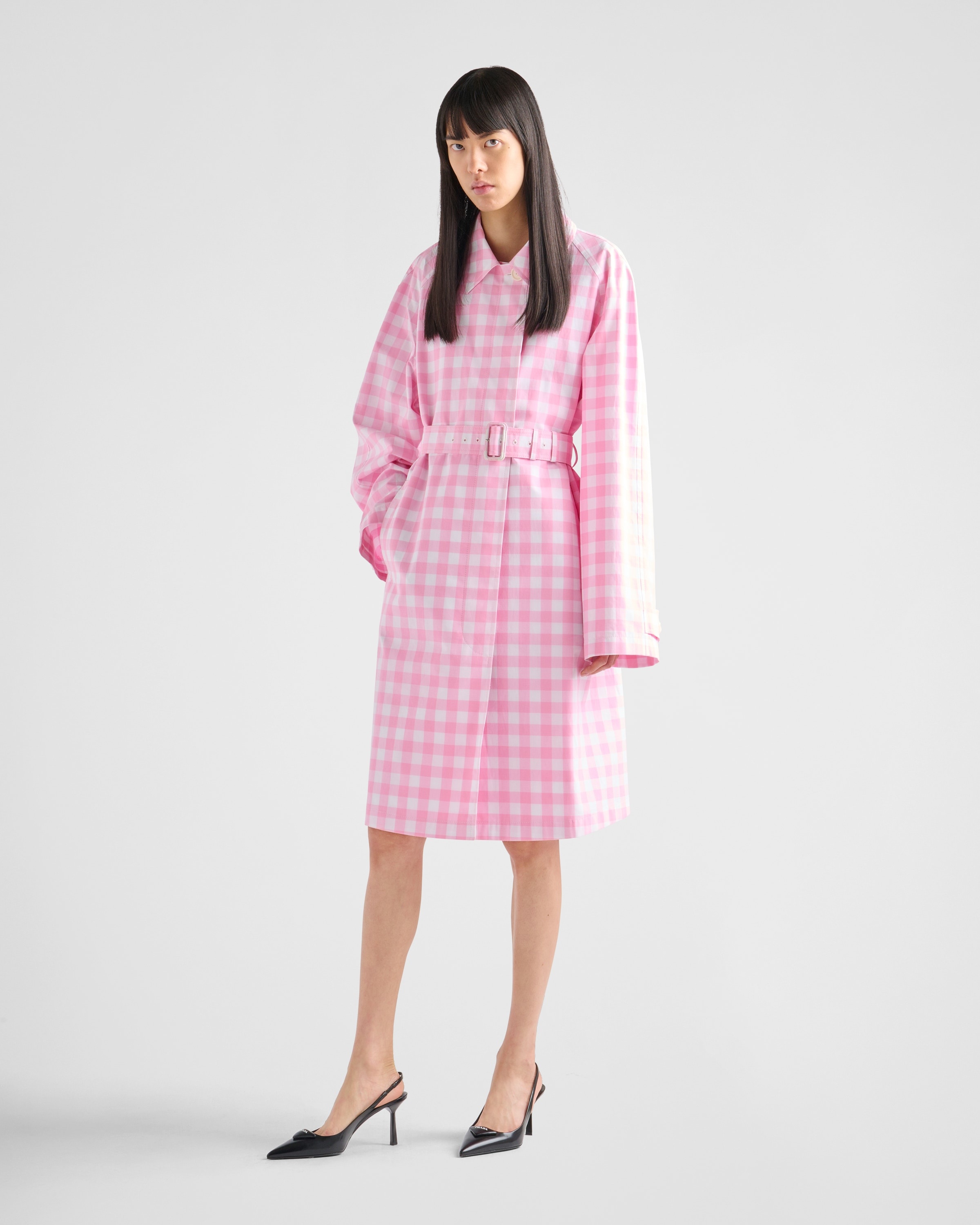 Single-breasted gingham check coat - 2