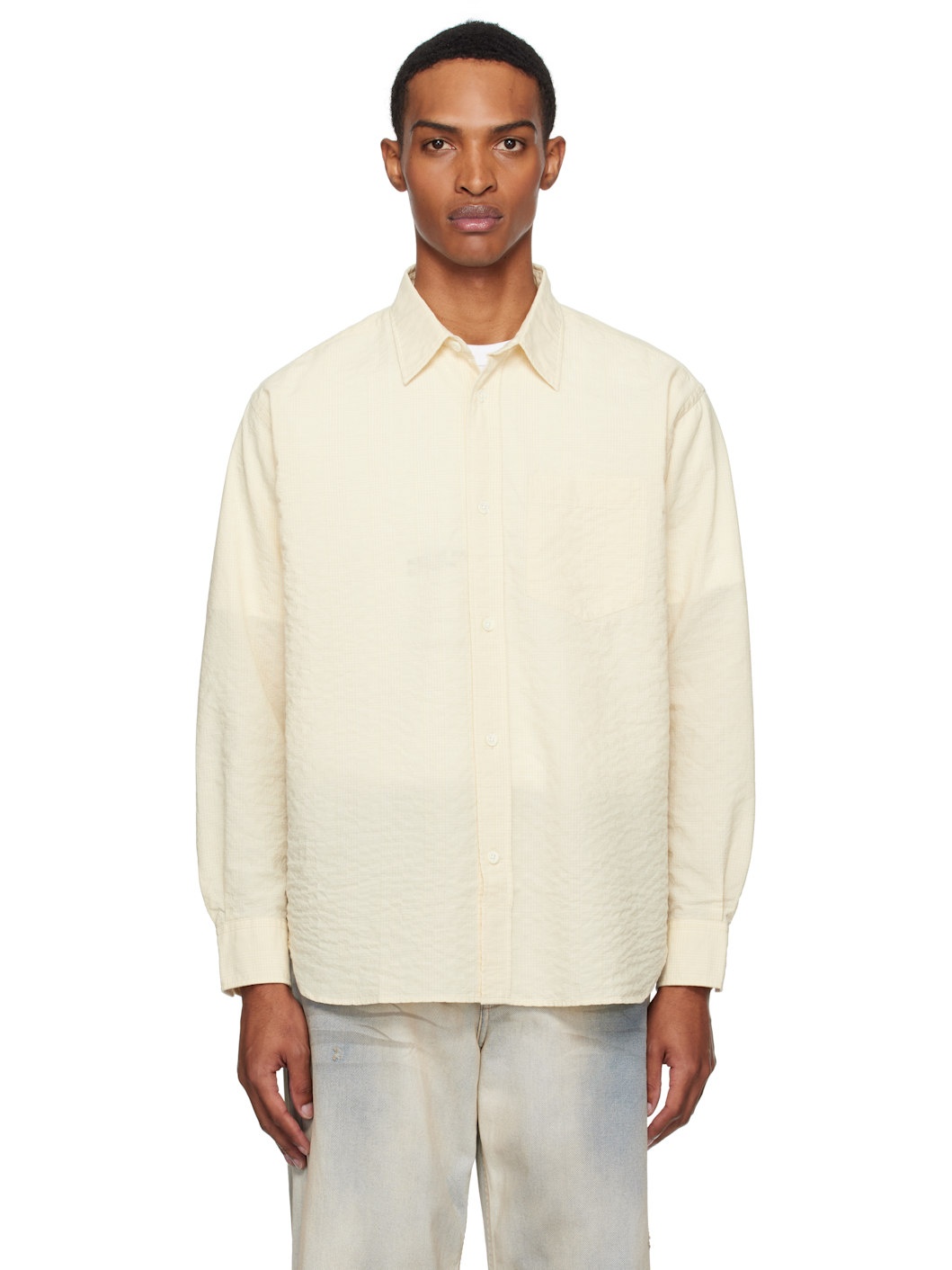 Beige Mo Oversized Check Shirt - 1