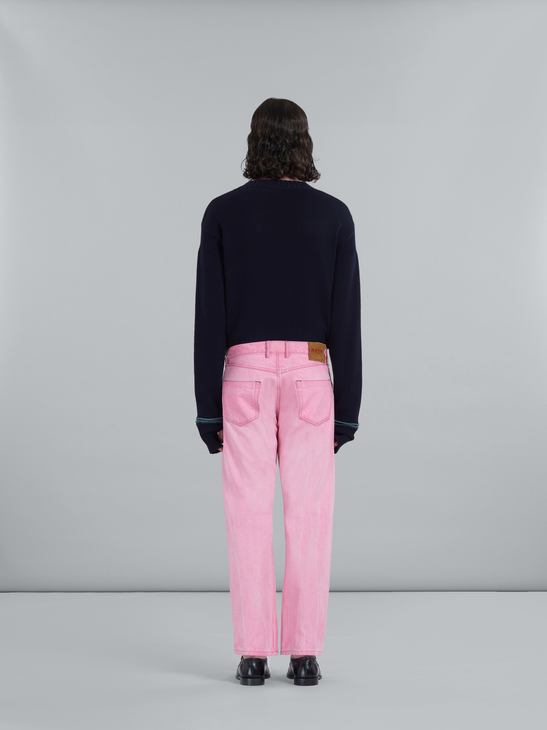 STRAIGHT TROUSERS IN PINK COTTON DRILL - 3