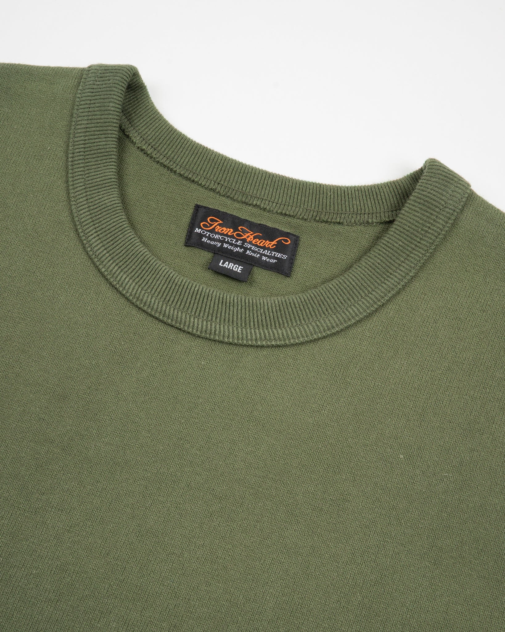 IHT-1600-OLV 11oz Cotton Knit Crew Neck T-Shirt - Olive - 6