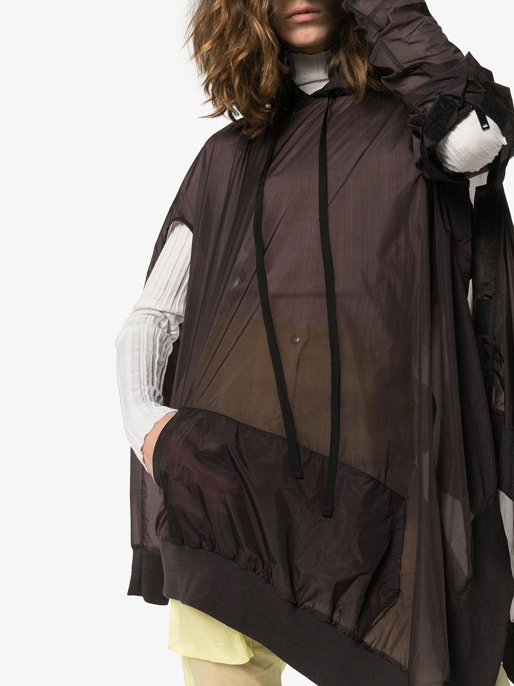 asymmetric open-side hoodie - 5